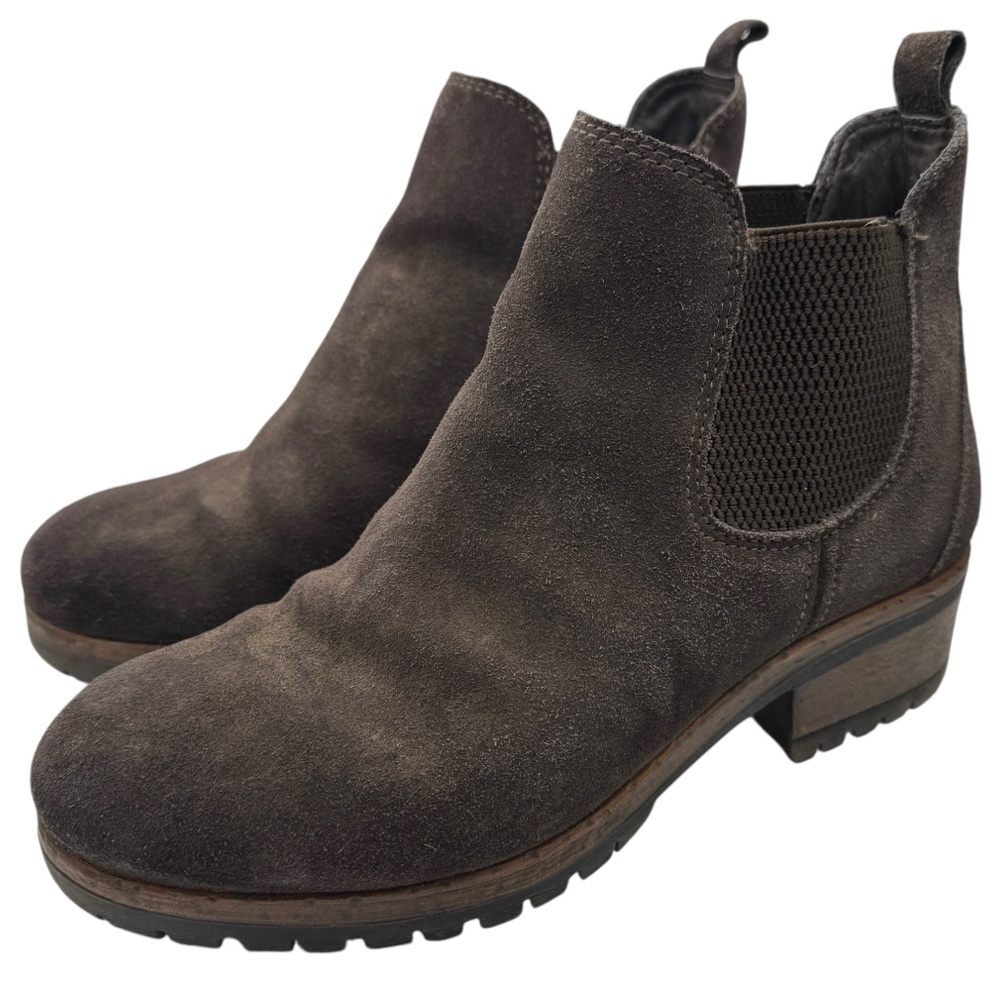 Salvia Cachet Dark Brown Suede Chelsea Pull On Ankle Booties - Size 38/ US 7.5-8